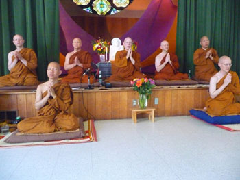 Monks chant Paritta blessing during opening ceremony for Pacific Hermitage.