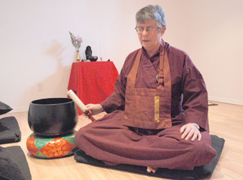 Kuya Minogue leads chanting at Creston Zen Centre, Creston, British Columbia.