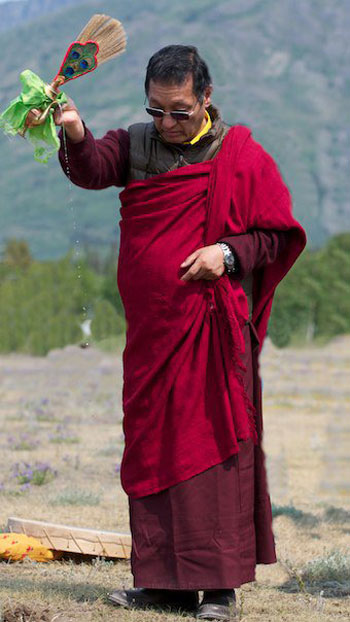 Gangteng Rinpoche participates in a ground-breaking consecration at the site of the Nation's new Potlatch House.