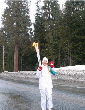 The Olympic torch passed the SSRC access road on its way to nearby Whistler Mountain and the 2010 Winter Games.