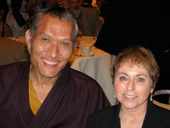 Yangsi Rinpoche, President of Maitripa College in Portland, Oregon was one of the presenters at the 2010 International Conference on Tibetan Buddhism.  On his left is Jacqueline Mandell, guiding teacher of sangha Samden Ling in Portland.